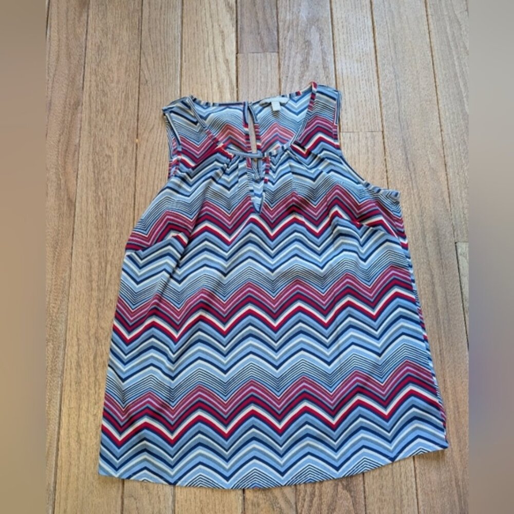 Women's Banana Republic Red And Blue Sleeveless Blouse Size Small